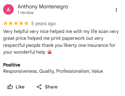 5-star Google review from Anthony Montenegro